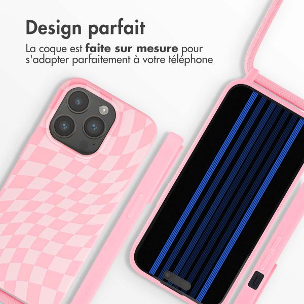 imoshion Coque design en silicone avec cordon iPhone 15 Pro - Retro Pink