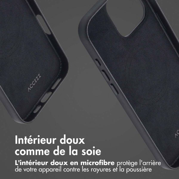 Accezz Coque arrière en cuir avec MagSafe iPhone 16 Pro Max - Onyx Black