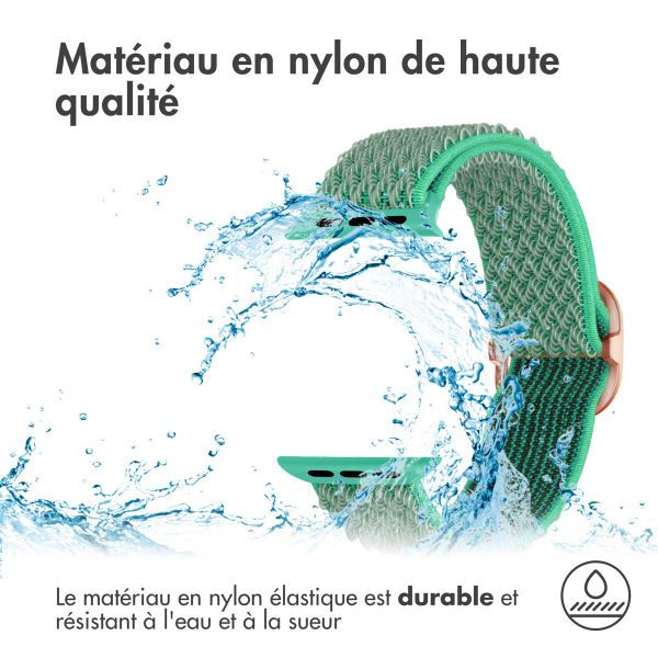 imoshion Bracelet en nylon élastique Apple Watch Series 1 t/m 9 / SE (38/40/41 mm) | Series 10 / 11 (42 mm) - Turquoise