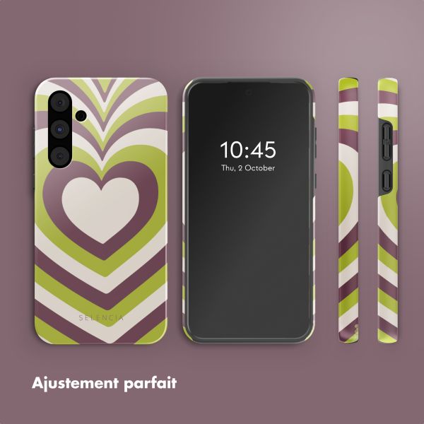 Selencia Coque arrière Vivid Samsung Galaxy A55 - Double Hearts Plum Fern