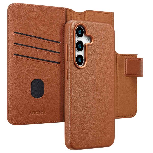 Accezz Étui de téléphone portefeuille en cuir 2-en-1 avec MagSafe Samsung Galaxy S25 - Sienna Brown