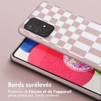 Selencia Coque design en silicone avec cordon amovible Samsung Galaxy A53 - Irregular Check Sand Pink