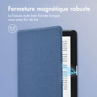 imoshion Étui de liseuse portefeuille Canvas Sleepcover Kobo Clara 2E / Tolino Shine 4 - Bleu foncé