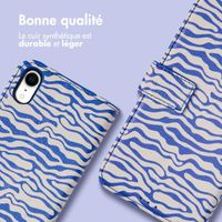 imoshion Étui de télephone portefeuille Design Apple iPhone Xr - White Blue Stripes