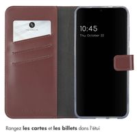 Selencia Étui de téléphone portefeuille en cuir véritable Samsung Galaxy S25 Plus - Brun foncé