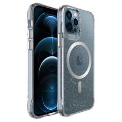 imoshion Coque arrière transparente Pailletée avec MagSafe Apple iPhone 12 (Pro) - Argent