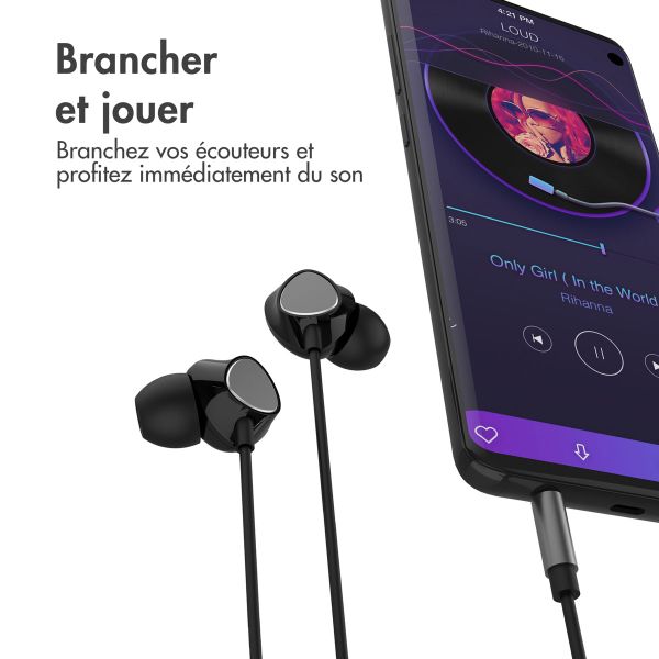 imoshion ﻿Ecouteurs Intra-auriculaires - Ecouteurs filaires - Avec connexion AUX / prise jack 3,5 mm - Noir