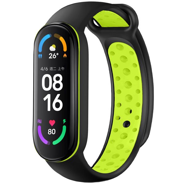 imoshion Bracelet sportif en silicone Xiaomi Mi Band 5 / 6 - Noir / Lime