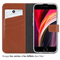 Selencia Étui portefeuille en cuir véritable iPhone 16e - Marron clair