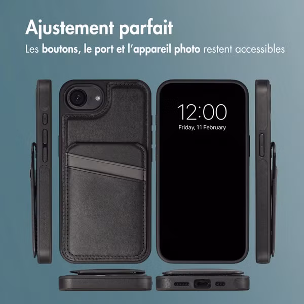 imoshion Coque arrière avec porte-cartes et support Apple iPhone 17e / 16e - Noir