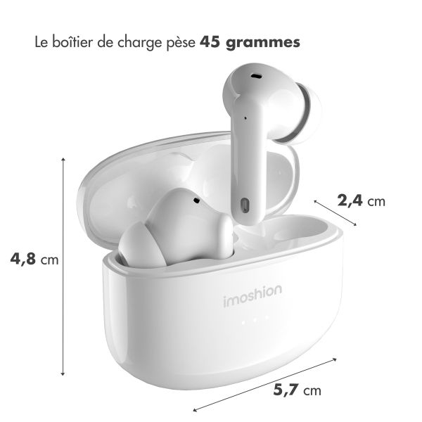 imoshion ﻿Écouteurs Aura Pro - Écouteurs sans fil - Écouteurs sans fil Bluetooth - Avec fonction de réduction du bruit ANC - Blanc