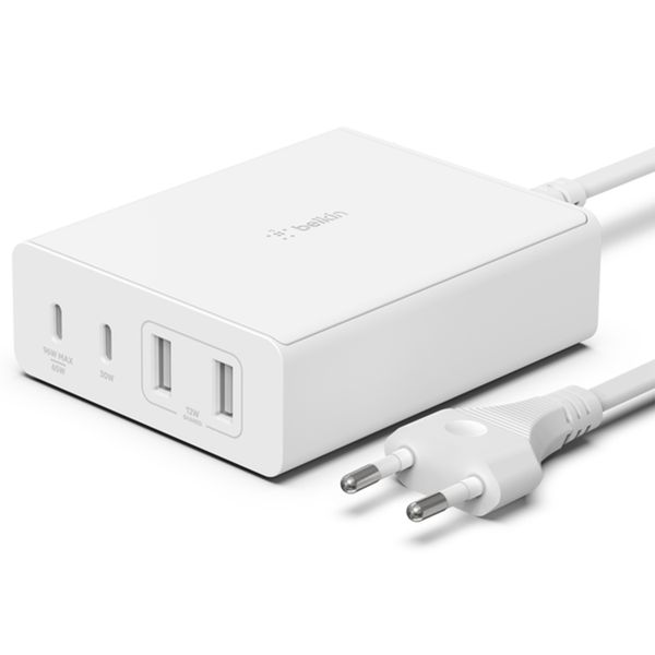 Belkin ﻿Adaptateur Boost↑Charge™ GaN Pro 4 ports - USB -A (2x) et USB-C (2x) - 108 W - Blanc