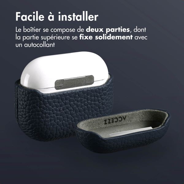 Accezz Coque en Cuir véritable Apple AirPods 3 - Bleu foncé