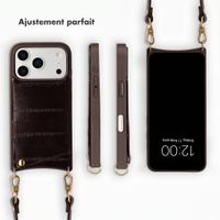 Selencia Nova coque arrière en cuir véritable avec porte-cartes Apple iPhone 17 Pro Max - Dark Chocolate