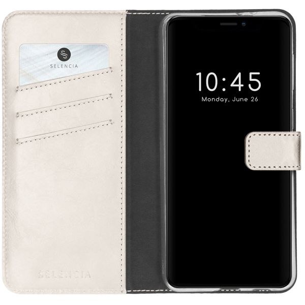 Selencia Étui de téléphone en cuir véritable iPhone 13 Pro Max - Gris clair