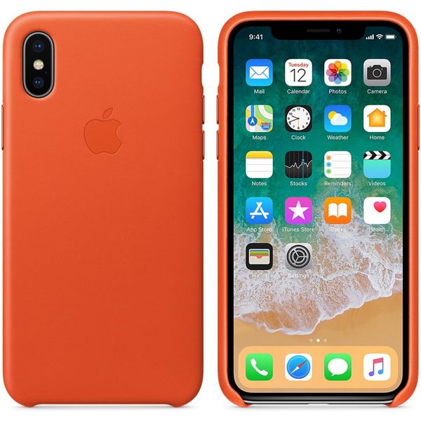 Apple Coque Leather Apple iPhone X - Bright Orange