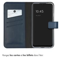 Selencia Étui portefeuille en cuir véritable Samsung Galaxy A34 (5G) - Bleu
