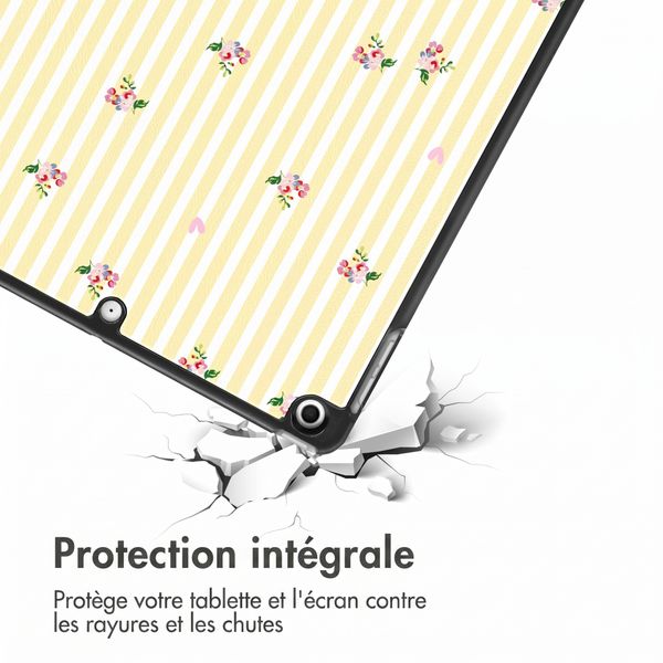 imoshion Coque tablette Design Trifold Apple iPad 9 (2021) 10.2 pouces / iPad 8 (2020) 10.2 pouces / iPad 7 (2019) 10.2 pouces - Garden Stripes