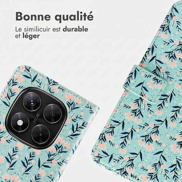 imoshion Étui de télephone portefeuille Design Xiaomi Redmi Note 14 Pro Plus (5G) - Blue Flowers