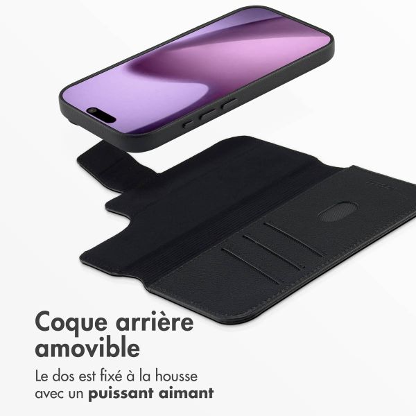 Accezz Étui de télephone portefeuille en cuir 2-en-1 avec MagSafe Apple iPhone 17 - Onyx Black