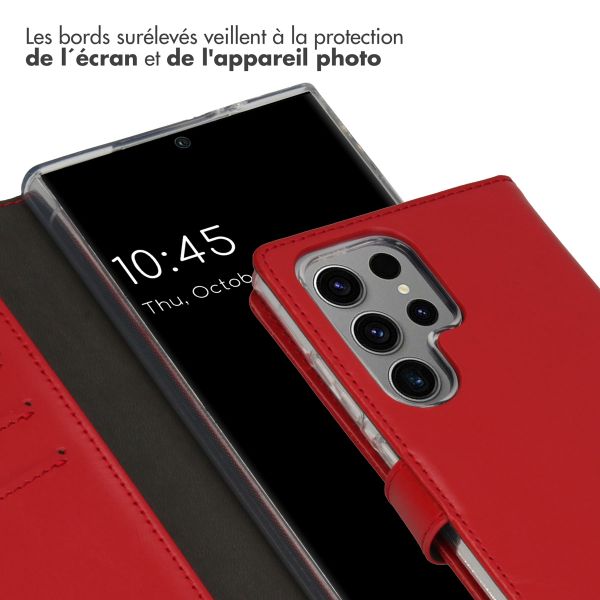 Selencia Étui de téléphone portefeuille en cuir véritable Samsung Galaxy S24 Ultra - Rouge