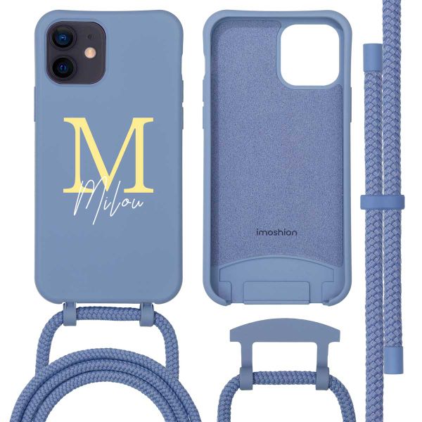 Coque de couleur personnalisée MagSafe avec cordon amovible  et lettre iPhone 12 Pro - Ash Blue