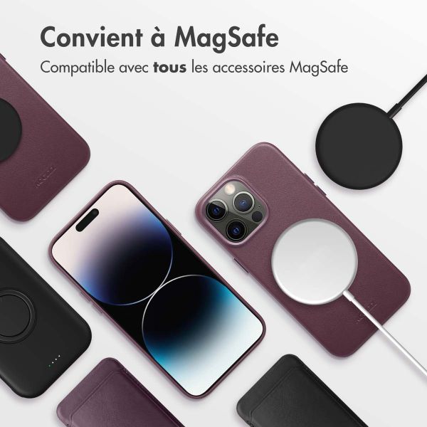 Accezz Coque arrière en cuir avec MagSafe iPhone 14 Pro Max - Heath Purple