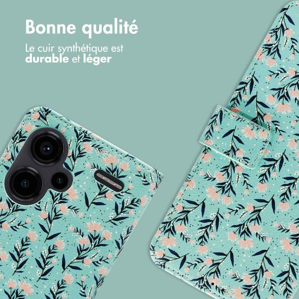 imoshion Étui de télephone portefeuille Design Xiaomi Redmi Note 13 Pro Plus (5G) - Blue Flowers