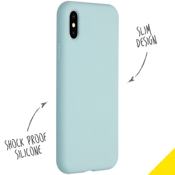 Accezz Coque Liquid Silicone Apple iPhone X / Xs - Sky Blue