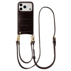 Selencia Nova coque arrière en cuir véritable avec porte-cartes Apple iPhone 17 Pro - Dark Chocolate