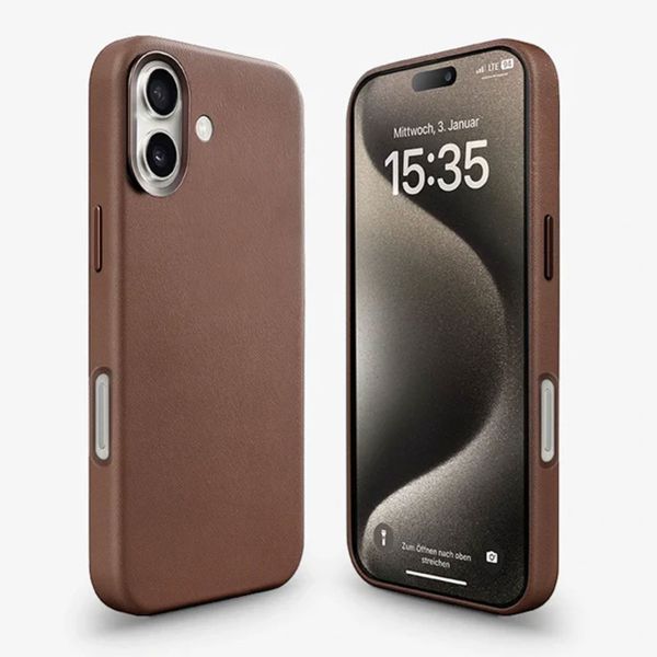 Woodcessories Coque Bio Leather MagSafe iPhone 16 - Brown