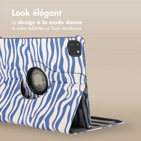 imoshion Coque tablette Design rotatif à 360° iPad Pro 11 (2024) M4 - White Blue Stripes