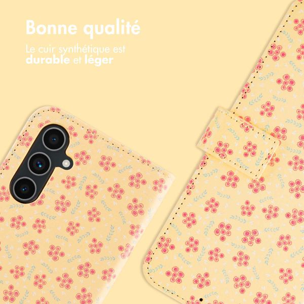 imoshion Étui de télephone portefeuille Design Samsung Galaxy A54 (5G) - Sunny Yellow Petite Flowers