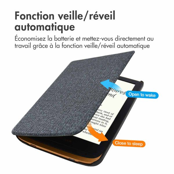 imoshion Étui de liseuse portefeuille Canvas Sleepcover Pocketbook Touch Lux 5 / HD 3 / Basic Lux 4 / Vivlio Lux 5 - Glitter Noir