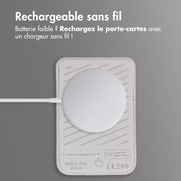 Accezz Porte-cartes en cuir magnétique - Compatible avec Apple Find My - Light Grey