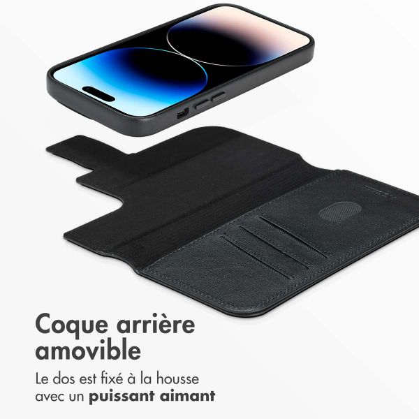 Accezz Étui de téléphone portefeuille en cuir 2-en-1 avec MagSafe iPhone 14 Pro - Onyx Black