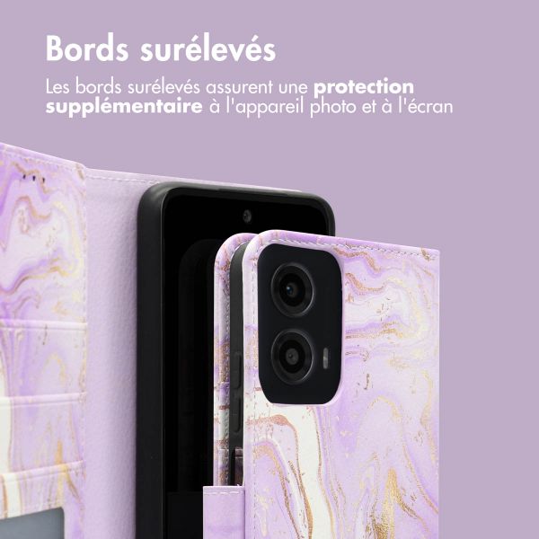 imoshion Étui de télephone portefeuille Design Motorola Moto G34 - Purple Marble