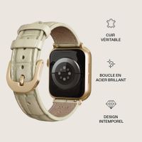 Burga Bracelet en cuir véritable Apple Watch Series 1 - 11 / SE / Ultra (44/45/46/49 mm) - Buttermelt / Gold