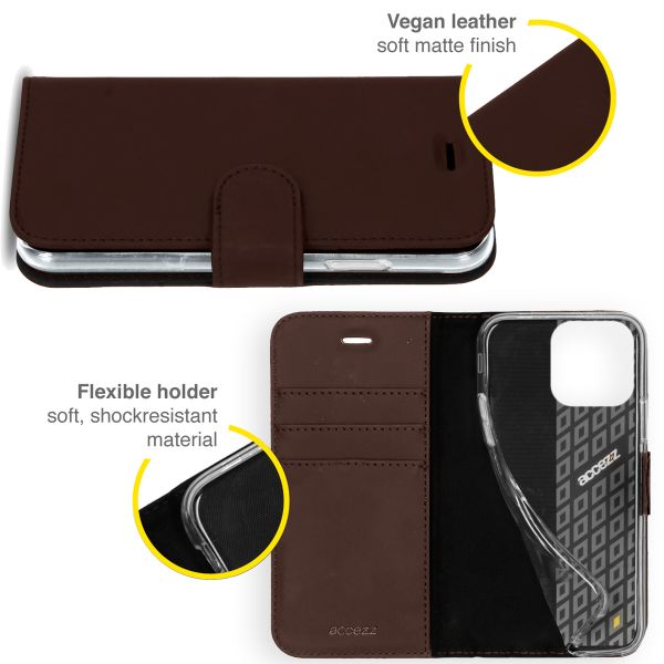Accezz Étui de téléphone portefeuille Wallet Apple iPhone 13 Pro - Brun foncé