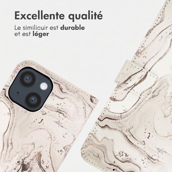 imoshion Étui de télephone portefeuille Design Apple iPhone 14 - Sandy Marble