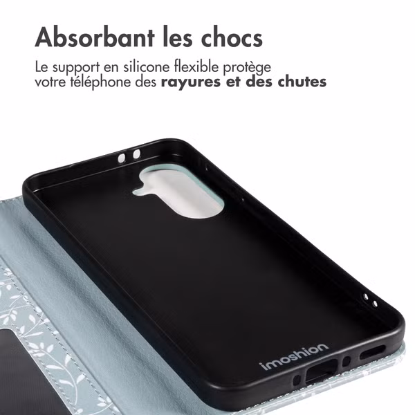 imoshion Étui de télephone portefeuille Design Samsung Galaxy A37 (5G) - Smoke Green Flowers