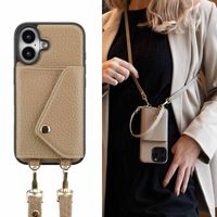 Selencia Coque à cordon avec porte-cartes enveloppe Sera iPhone 16 - Beige