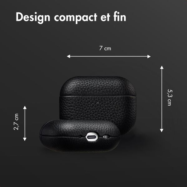 Accezz Coque en Cuir véritable Apple AirPods Pro 3 - Noir