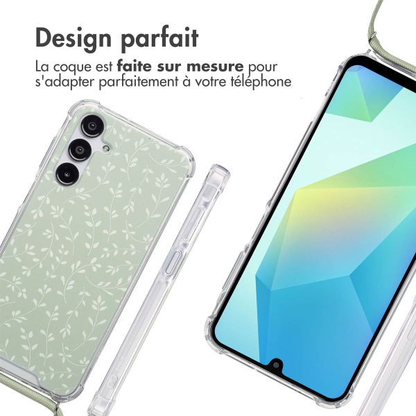imoshion Coque Design avec cordon Samsung Galaxy A16 - Smoke Green Flowers