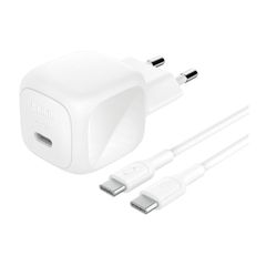 Belkin Chargeur USB-C compact BoostCharge 45W avec câble USB-C vers USB-C - 1 mètre - Blanc