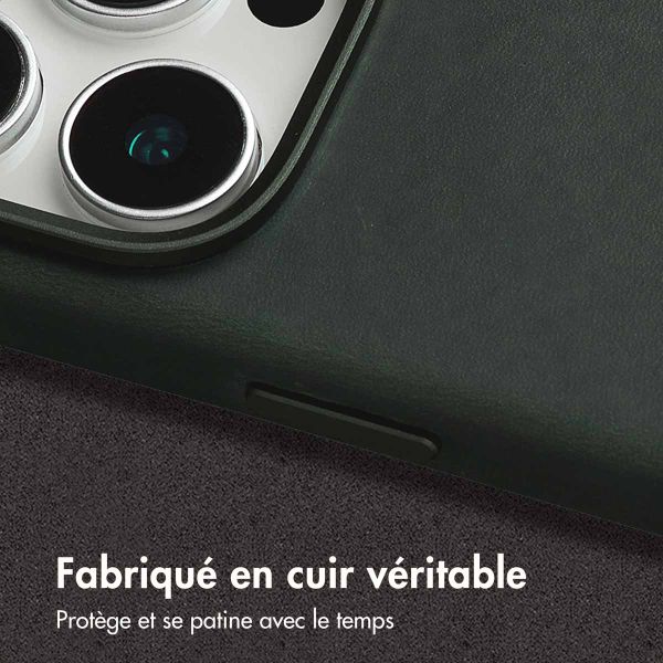 Accezz Coque MagSafe en cuir vintage Apple iPhone 16 Pro Max - Smokey Green