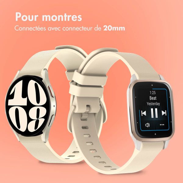 imoshion Bracelet sport en silicone avec boucle - Connexion universelle 20 mm - Beige