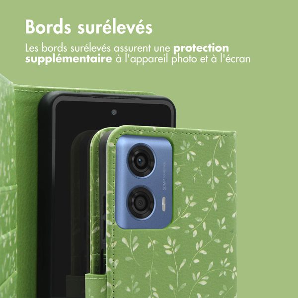 imoshion Étui de télephone portefeuille Design Motorola Moto G04 / G24 - Green Flowers