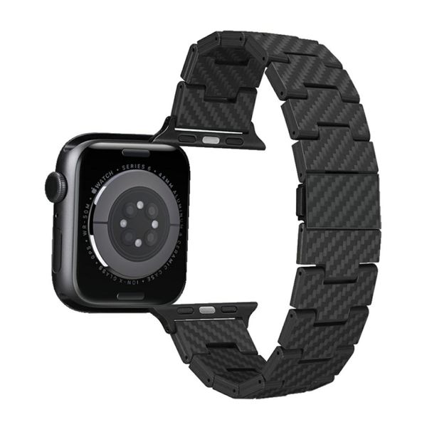 Pitaka Bracelet en fibre de carbone Apple Watch | 44/45/46/49 mm - Retro Carbon Black
