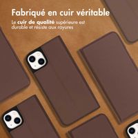Accezz Étui de télephone Slim Folio en cuir de qualité supérieure Apple iPhone 14 Plus - Marron
